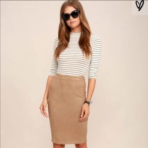 Lulus Superpower Tan Suede Skirt